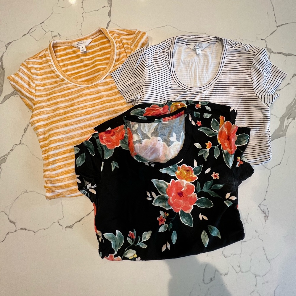 Lot of Three Market & Spruce Maternity Shirts